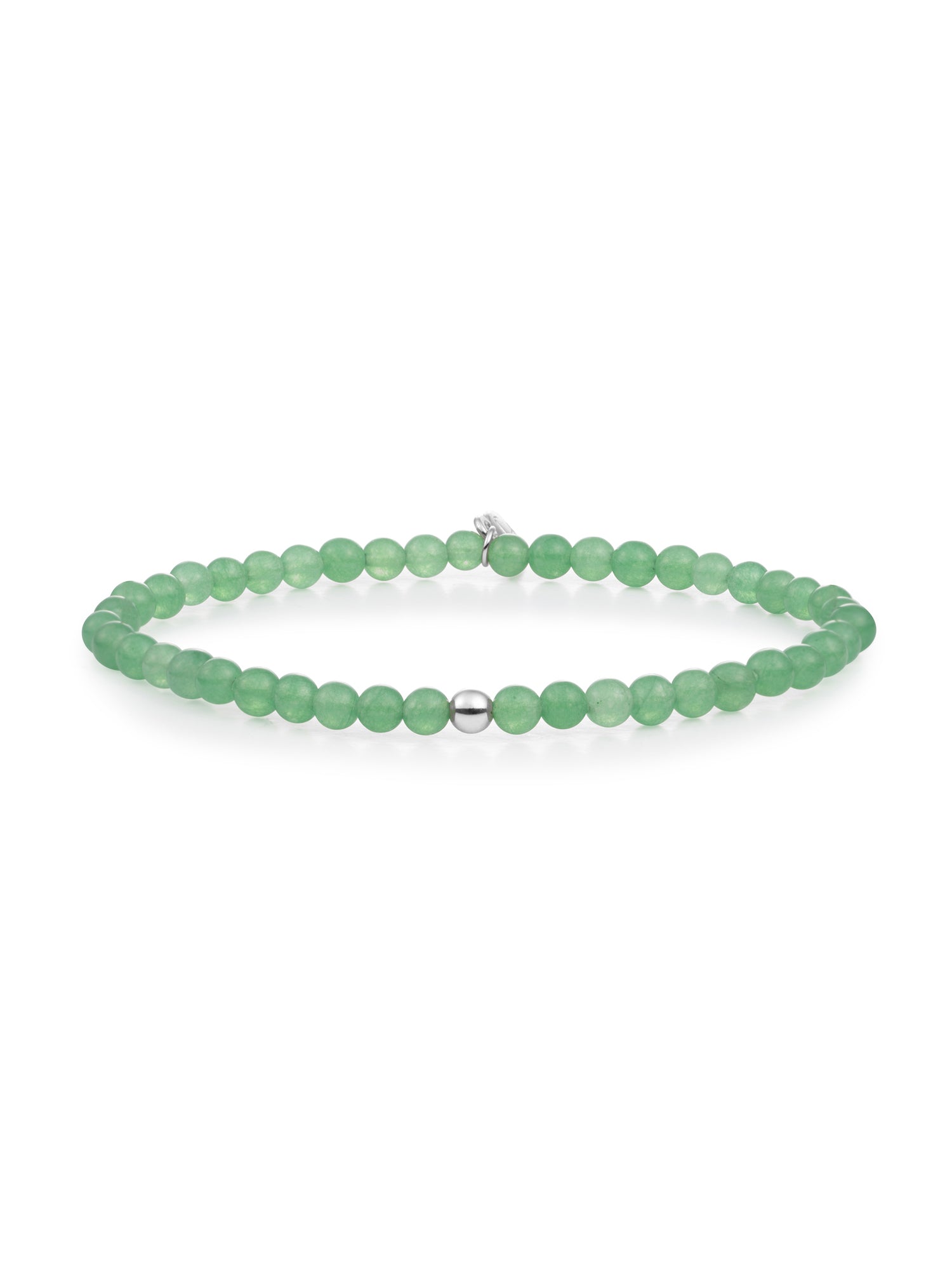 Saturn Armband Small Green Aventurine - Rhodium Plated