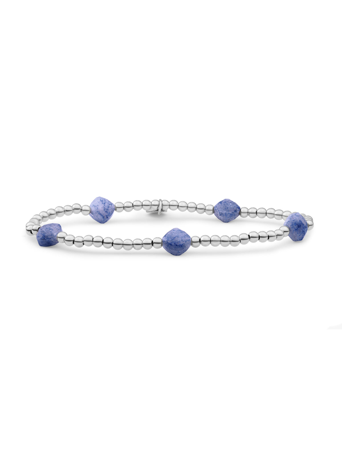 Cushion Cut Armband Blue Aventurine - Rhodium Plated