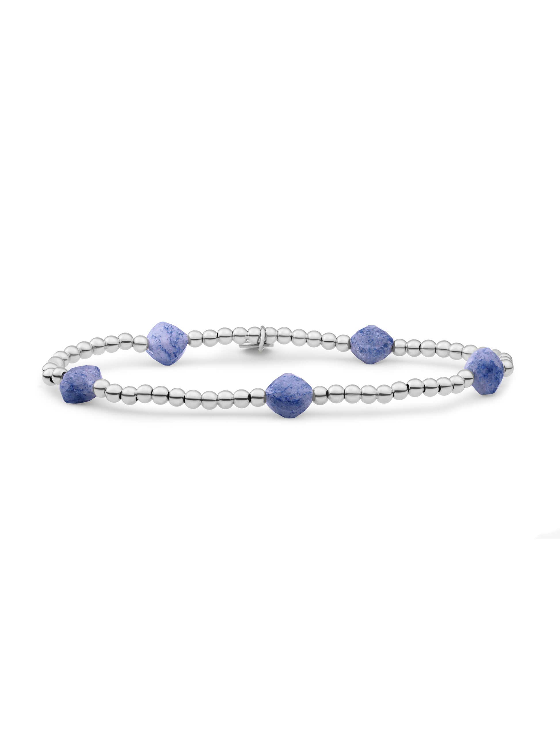 Cushion Cut Armband Blue Aventurine - Rhodium Plated