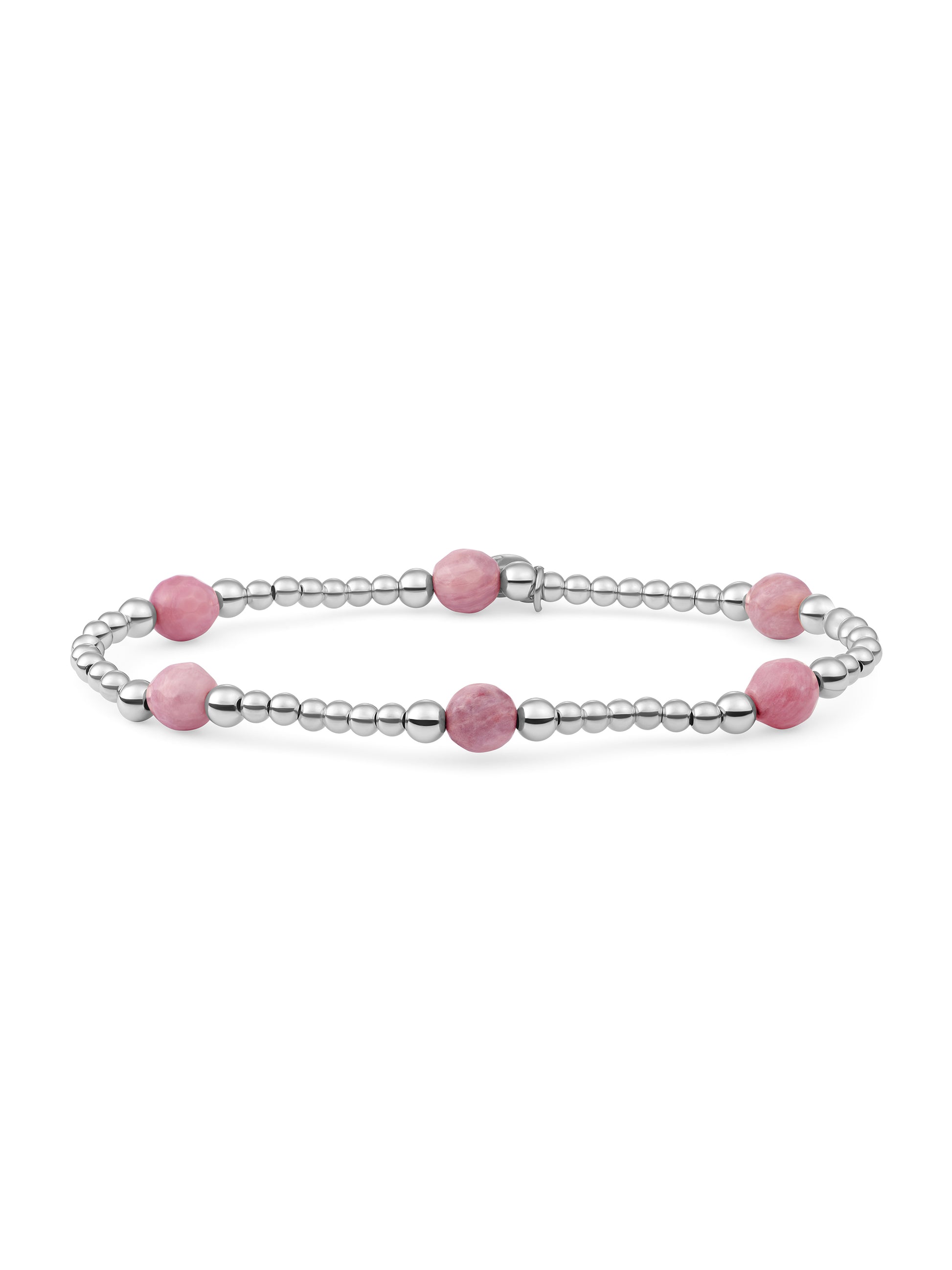 Reverse Bold Mix Armband Pink Rhodonite - Rhodium Plated