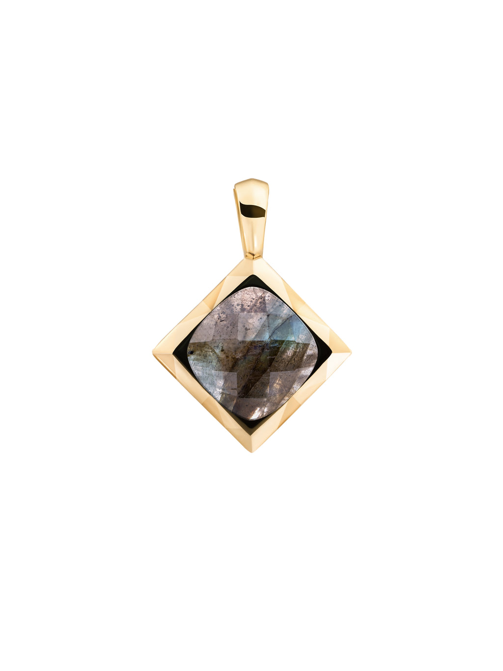 Cushion Cut Pendant Labradorite - 0.00 / 0.00 / Rhodium Plated