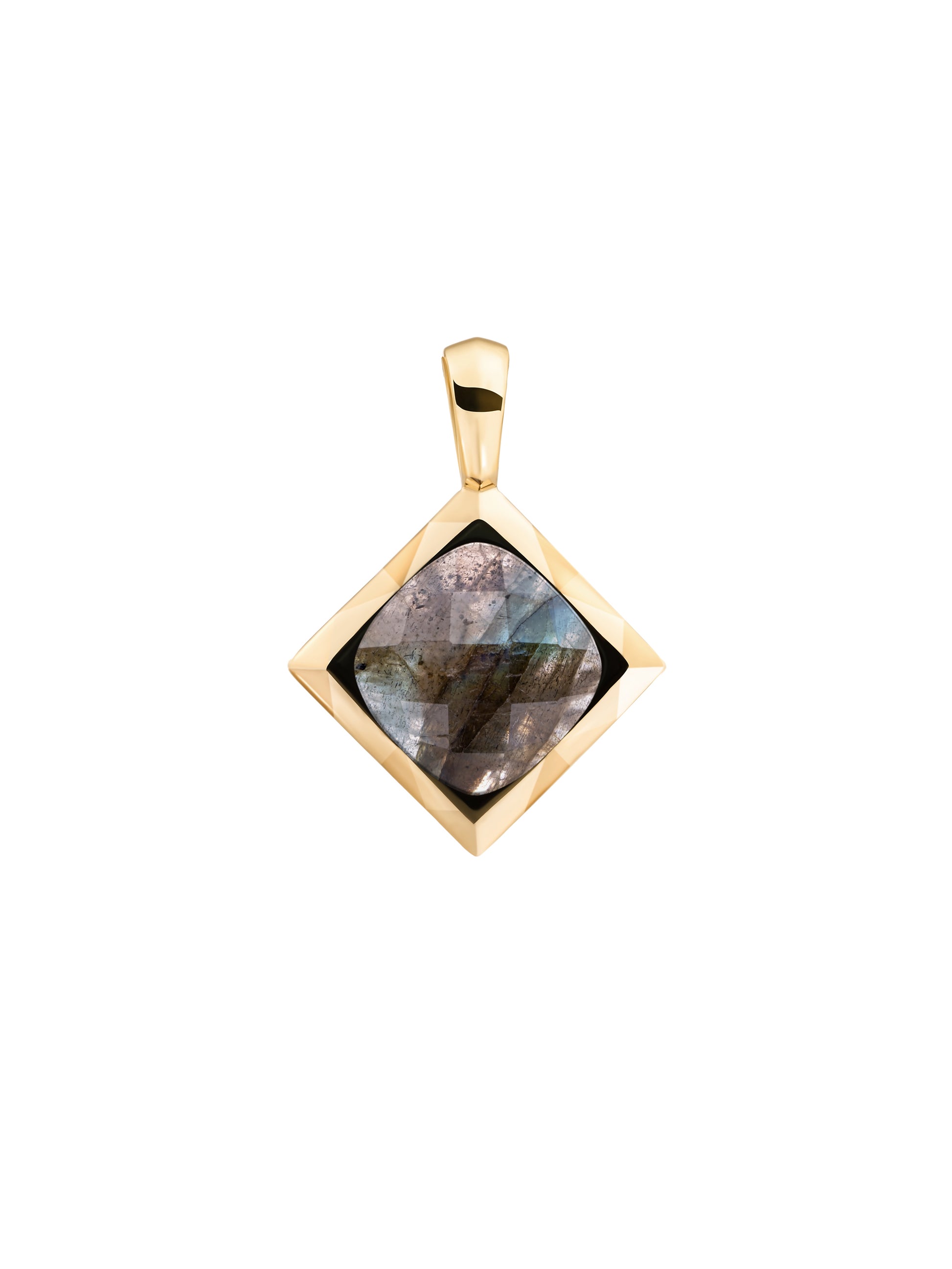 Cushion Cut Pendant Labradorite - Gold Plated