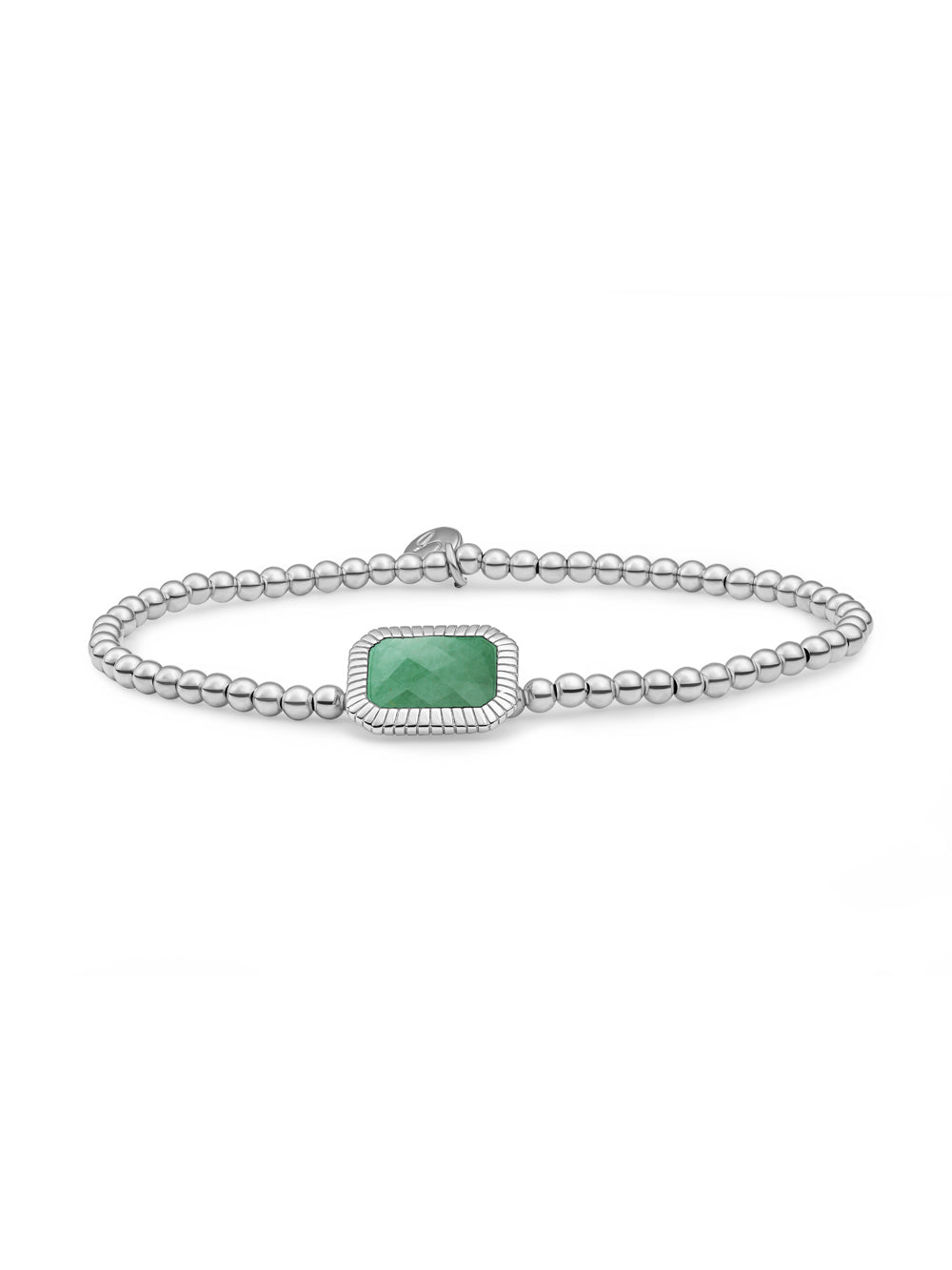 Baguette Armband Green Aventurine - 0.00 / 0.00 / Rhodium Plated