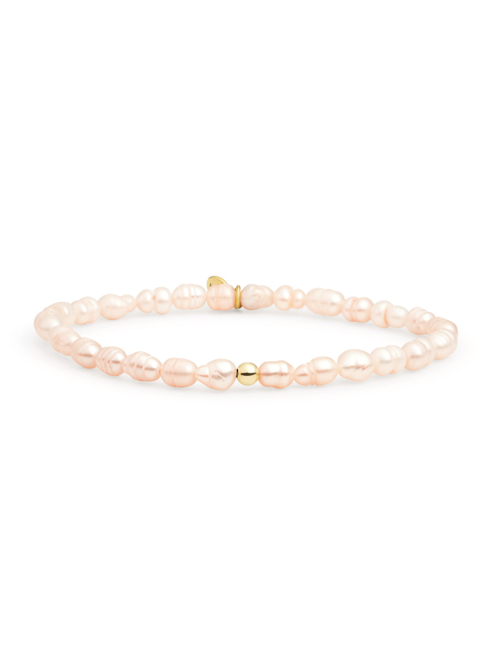 Saturn Armband Small Peach Pearl - Gold Plated