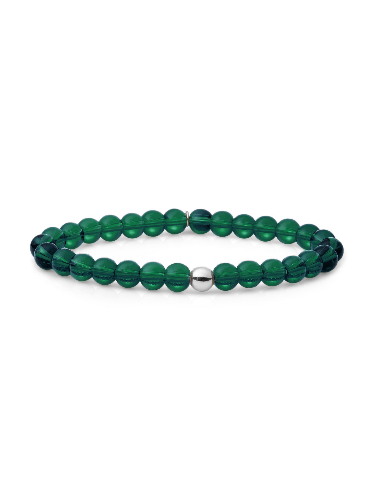 Saturn Armband Large Petrol Green Quartz - Rhodium Plated