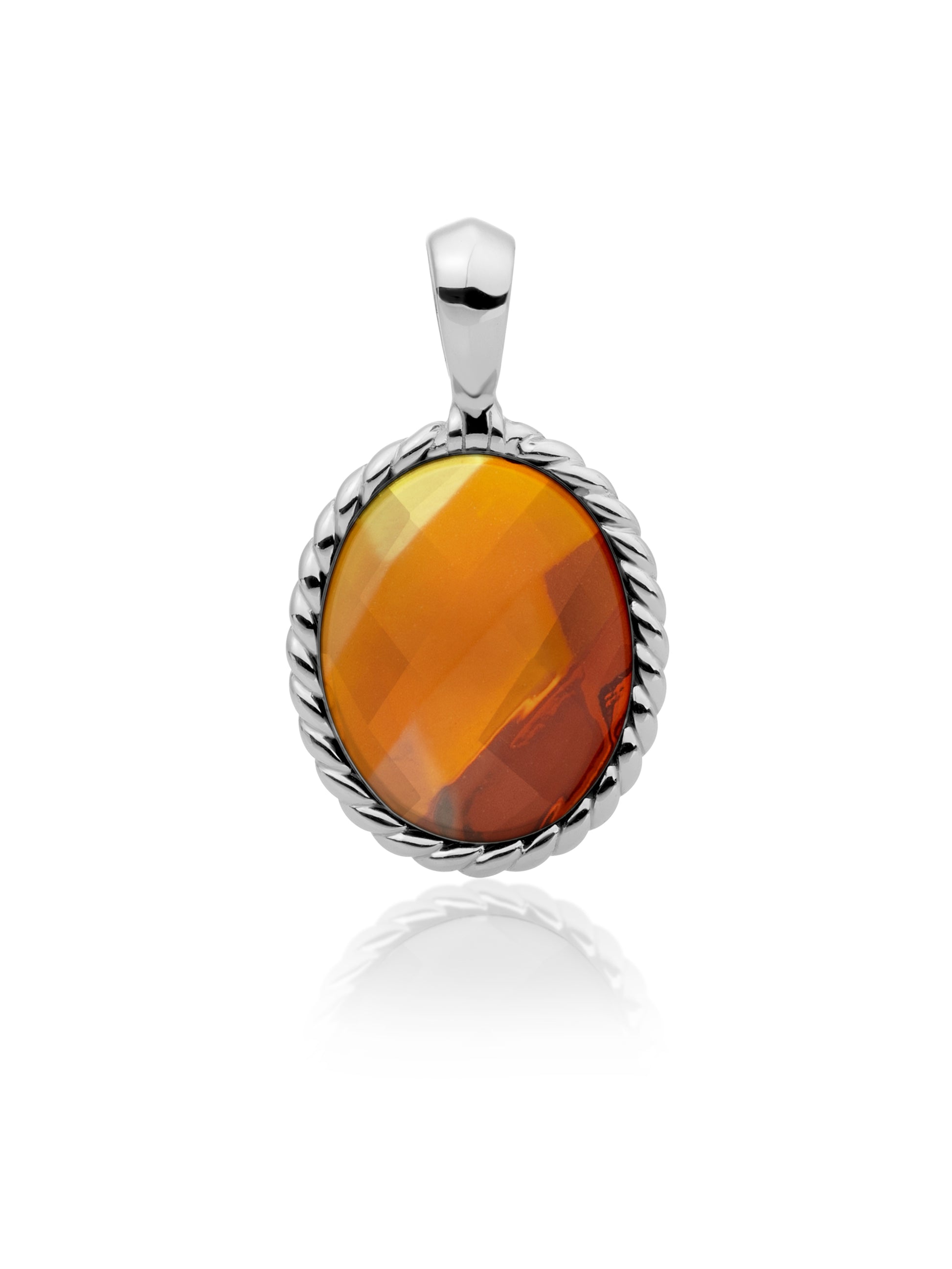 Twist Pendant Citrine Quartz - Rhodium Plated