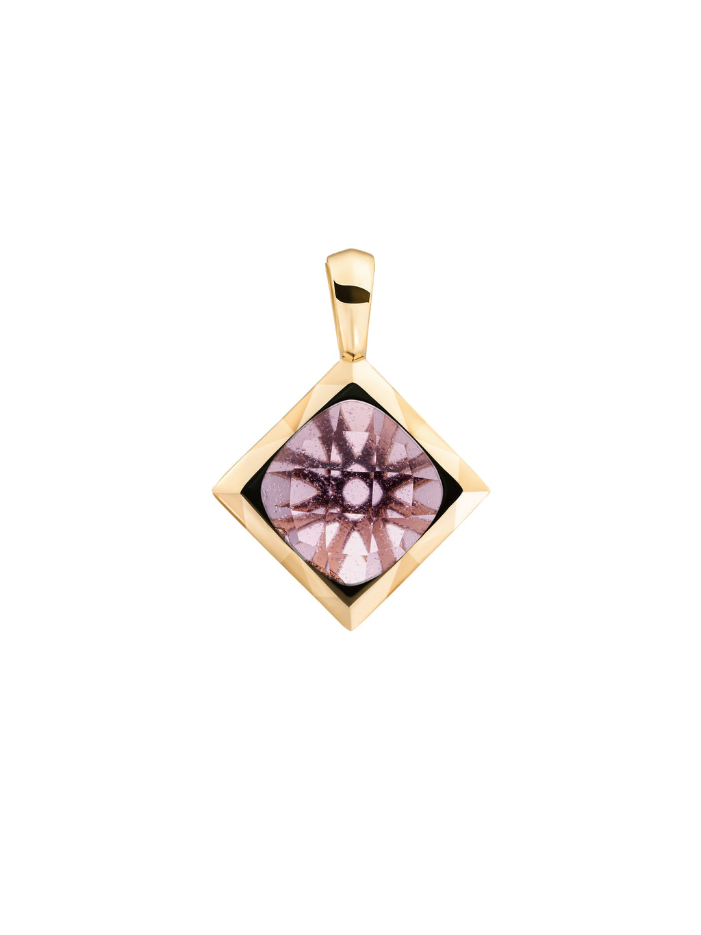 Cushion Cut Pendant Aubergine Quartz - Gold Plated