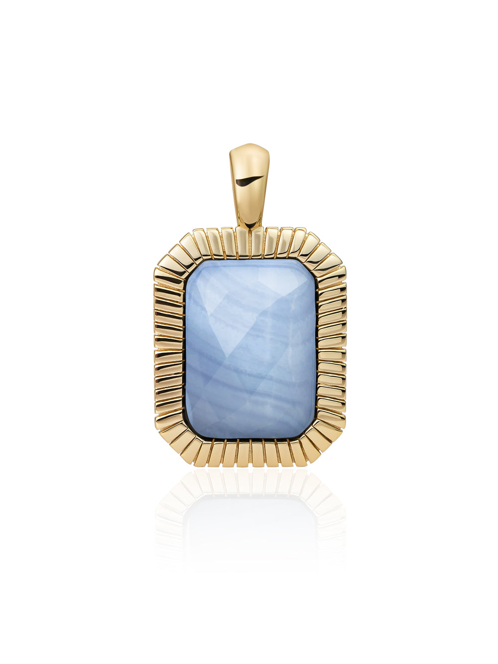 Baguette Pendant Blue Lace Agate - Gold Plated