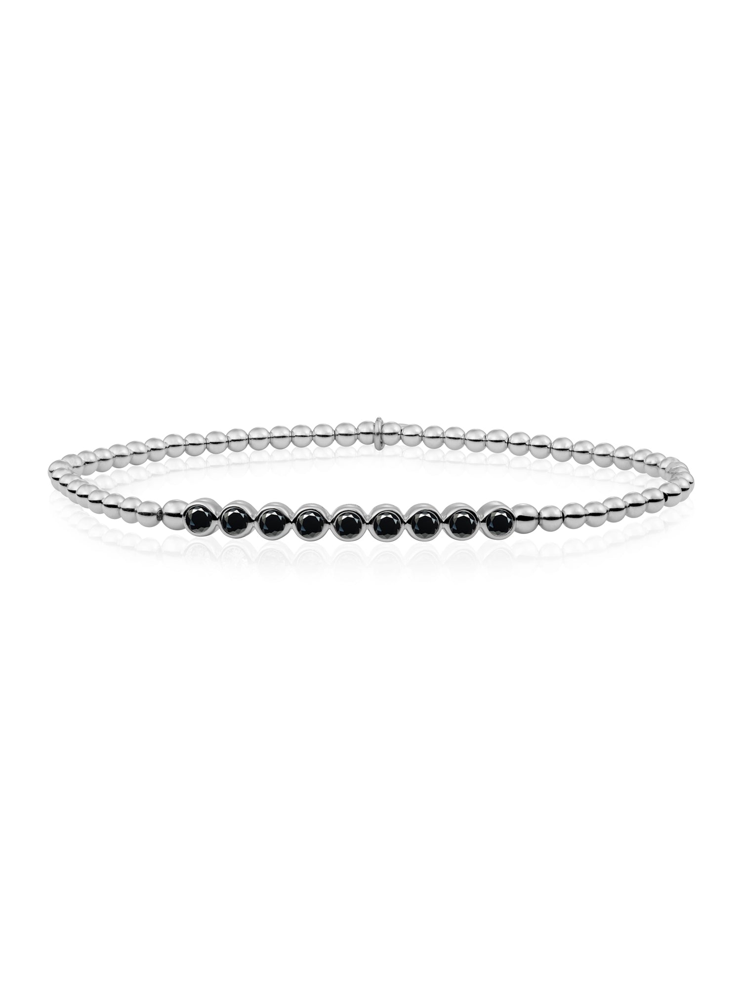 Crystal Tube Armband Zirconia Zwart - Rhodium Plated