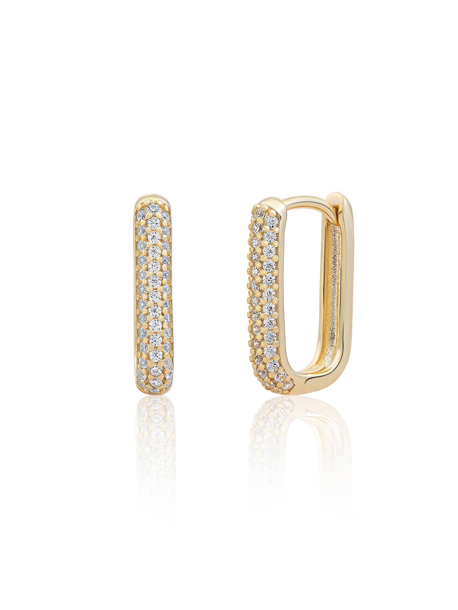 Square Creolen Zirconia - Gold Plated