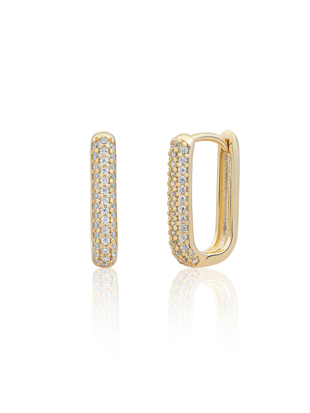 Square Creolen Zirconia - Gold Plated