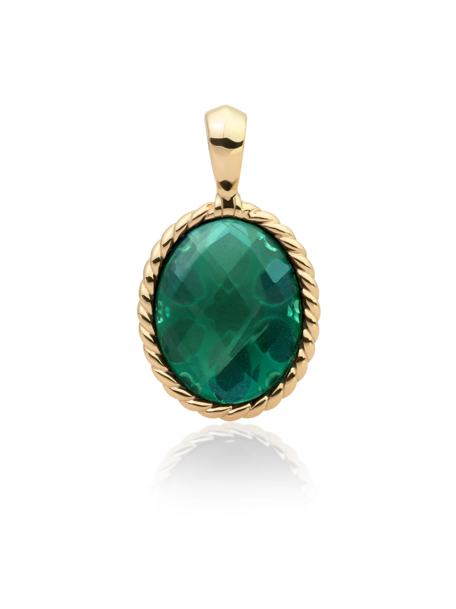 Twist Pendant Petrol Green Quartz - Gold Plated