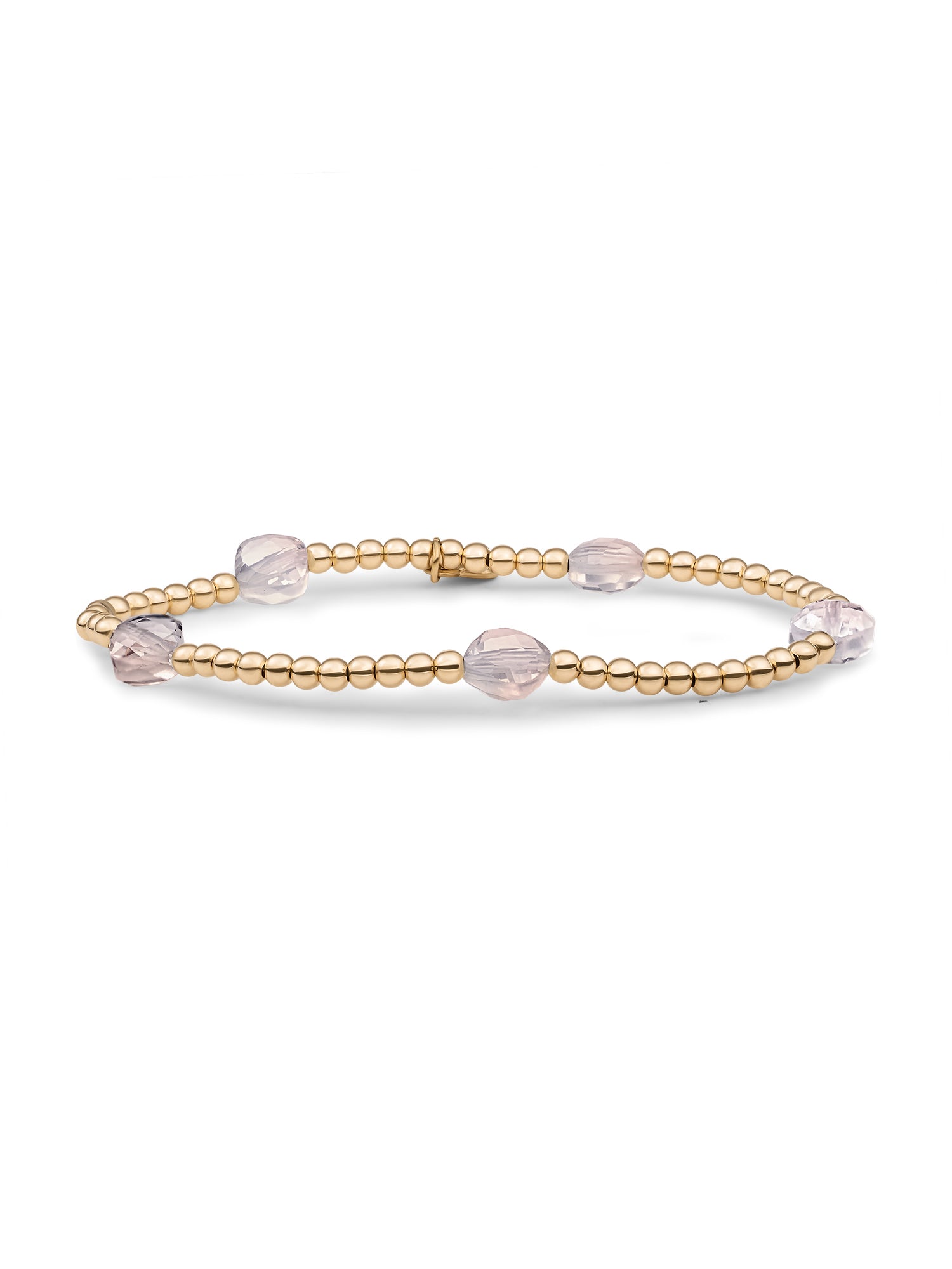 Cushion Cut Armband Rose Quartz - Gold Plated