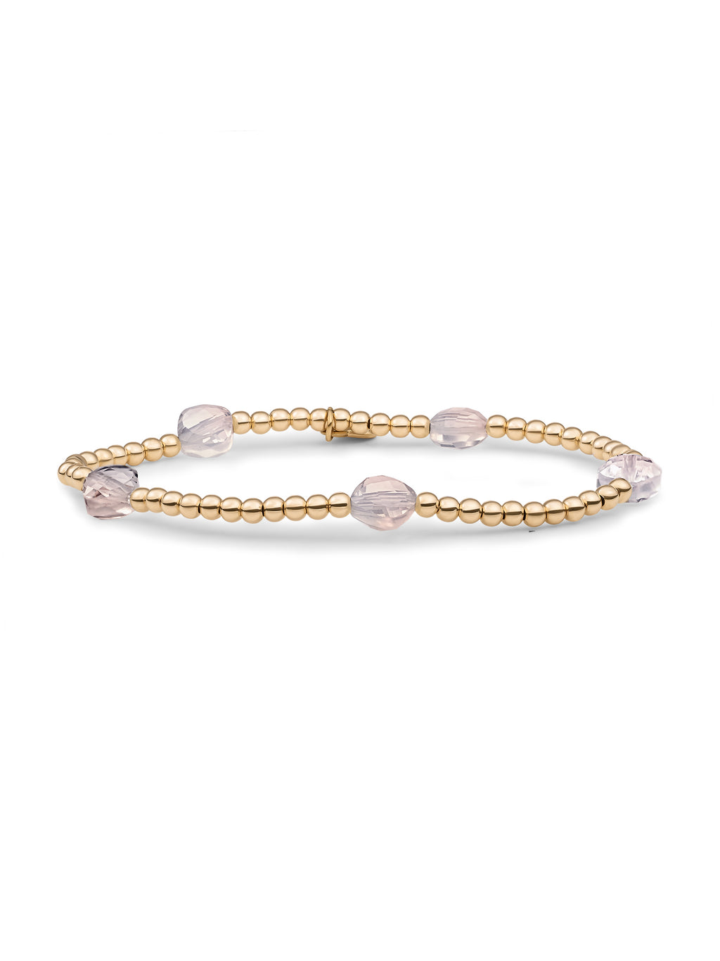 Cushion Cut Armband Rose Quartz - Gold Plated