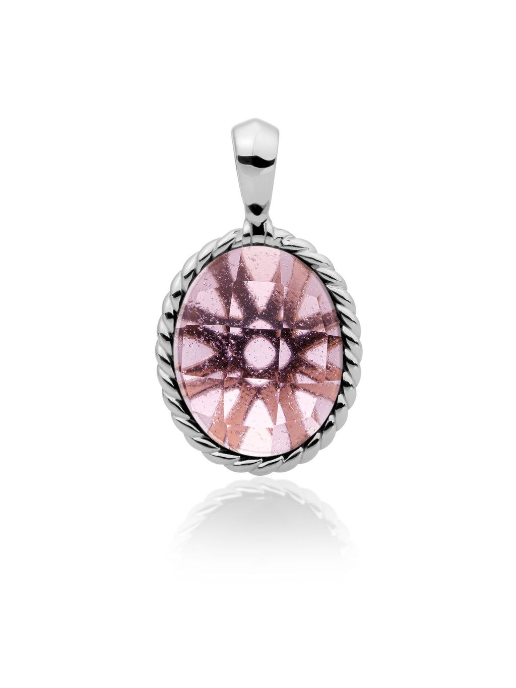 Twist Pendant Aubergine Quartz - Rhodium Plated