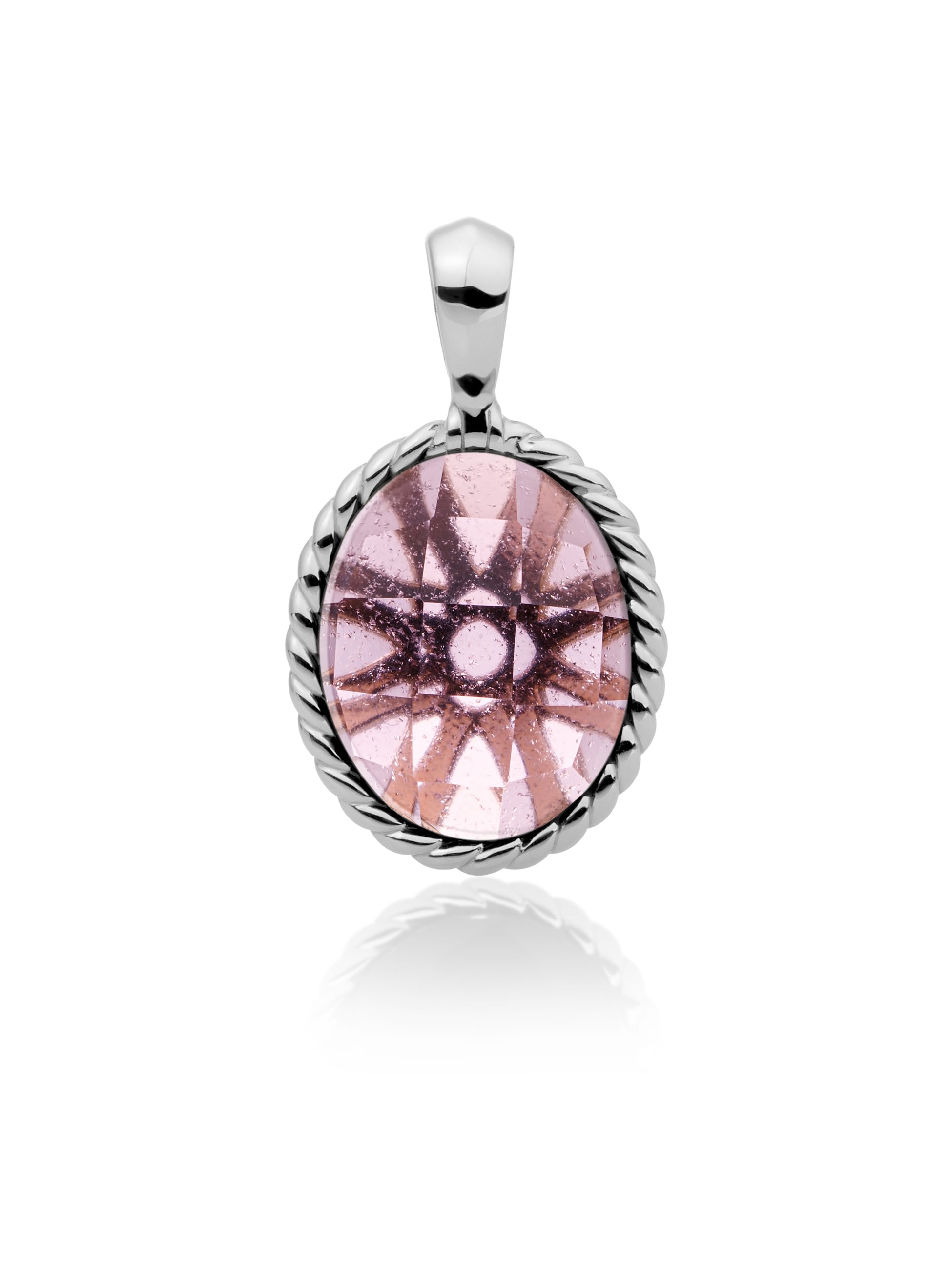 Twist Pendant Aubergine Quartz - Rhodium Plated