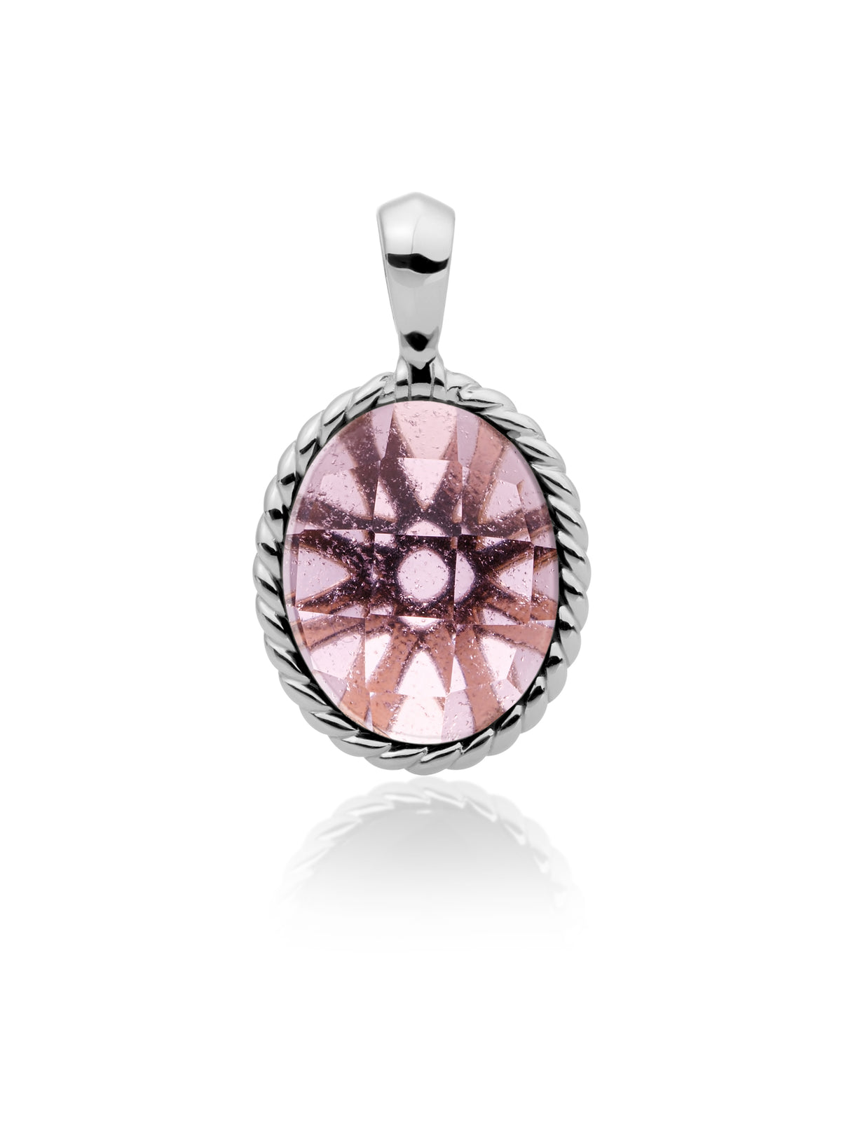Twist Pendant Aubergine Quartz - Rhodium Plated