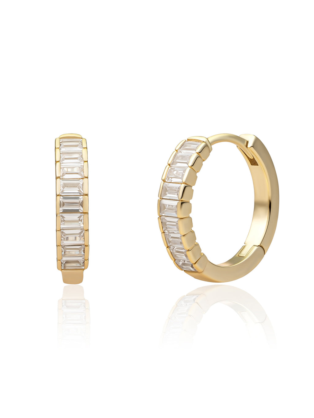 Baguette Creolen Zirconia - Gold Plated