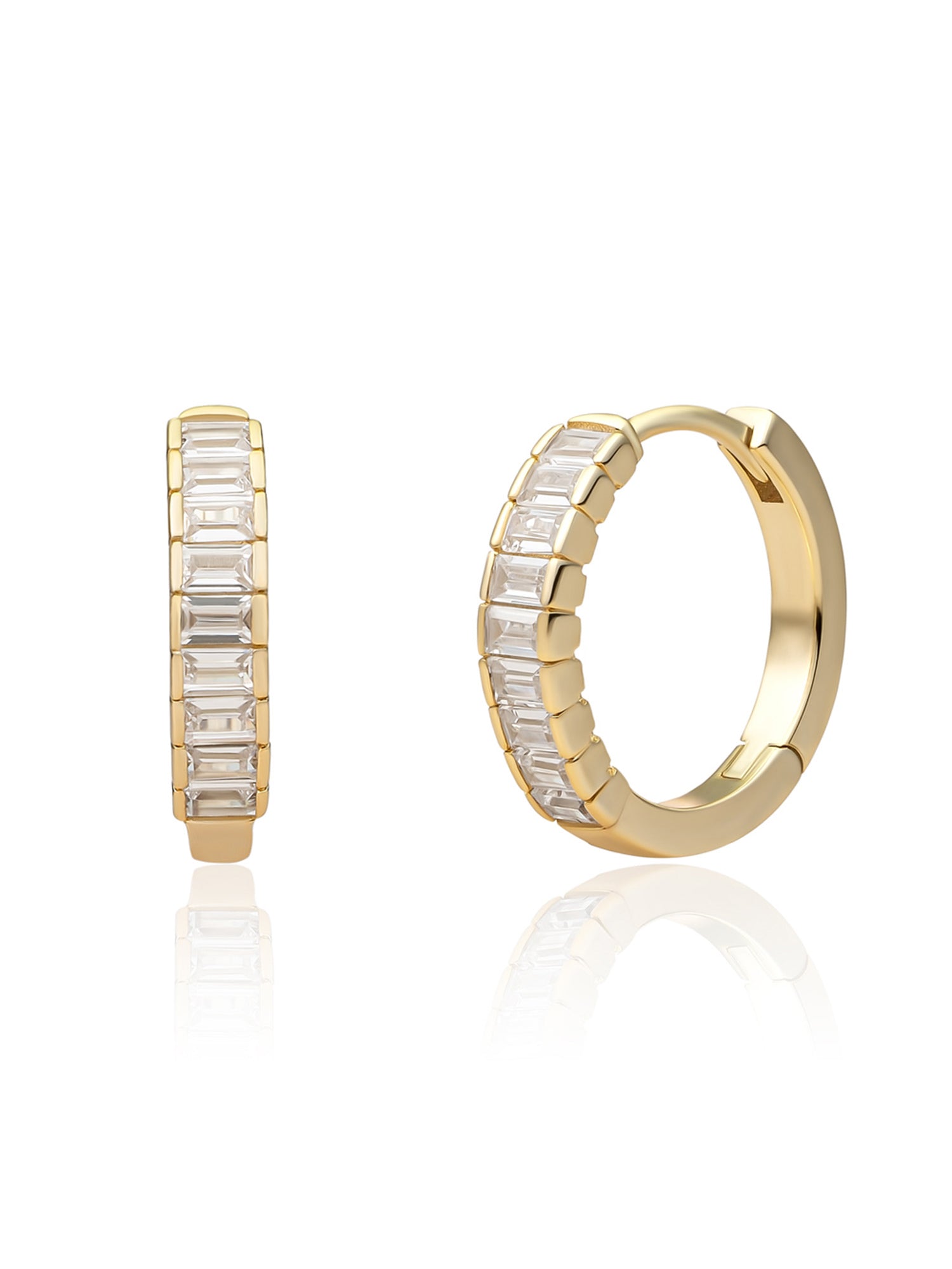 Baguette Creolen Zirconia - Gold Plated