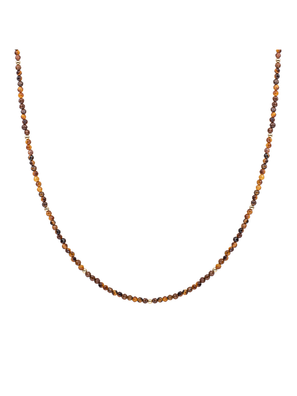Kralen Ketting 2mm Tiger Eye 42cm +2cm - Gold Plated