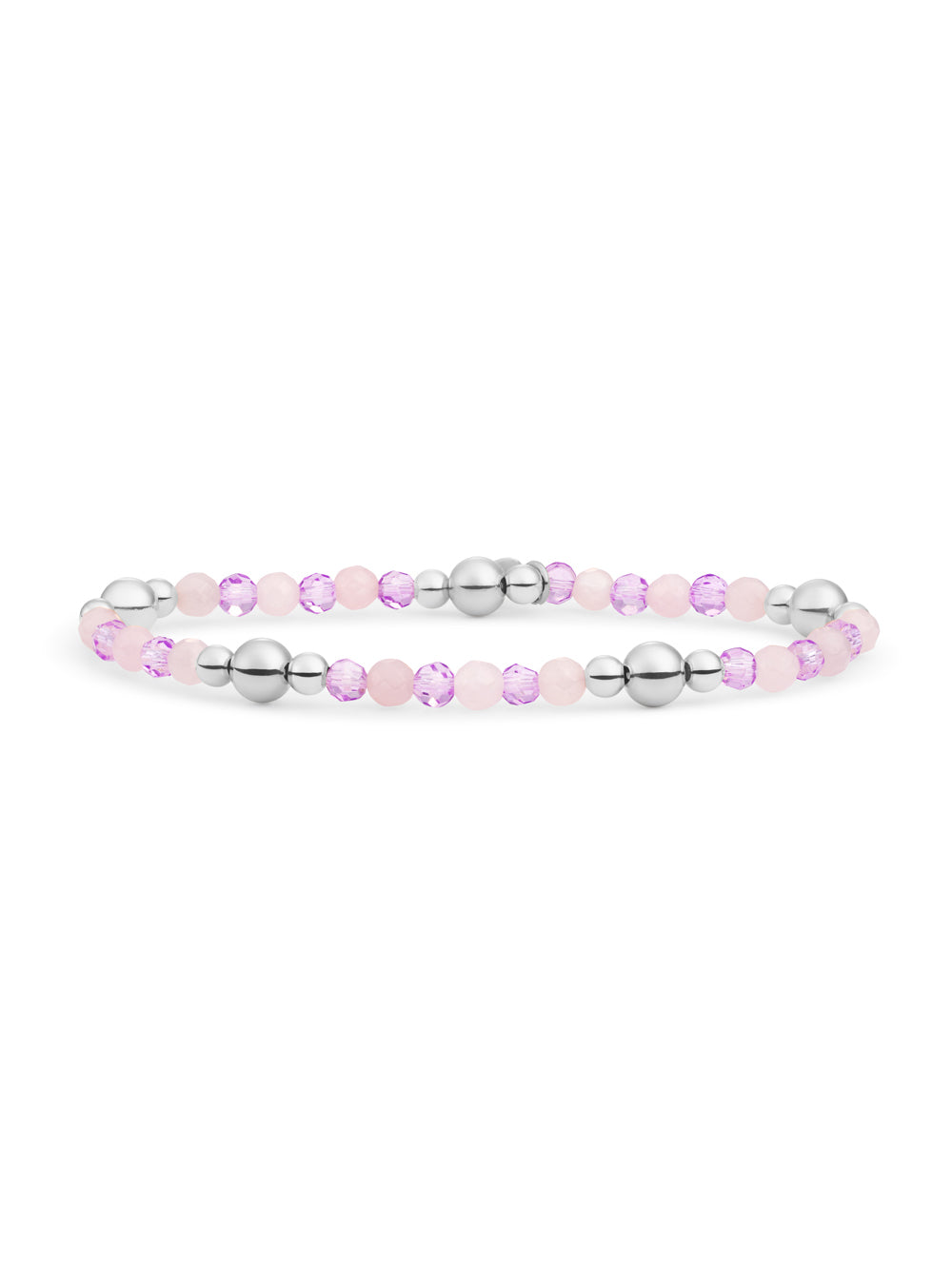 Bold Mix Armband Rose Quartz | Violet Quartz - Rhodium Plated