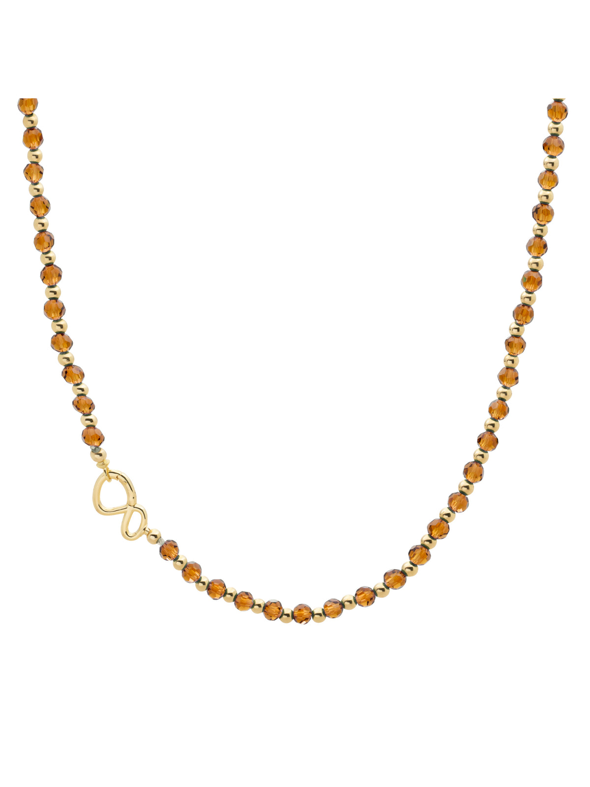 Link Ketting Citrine Quartz Goud Kleurig - 45cm