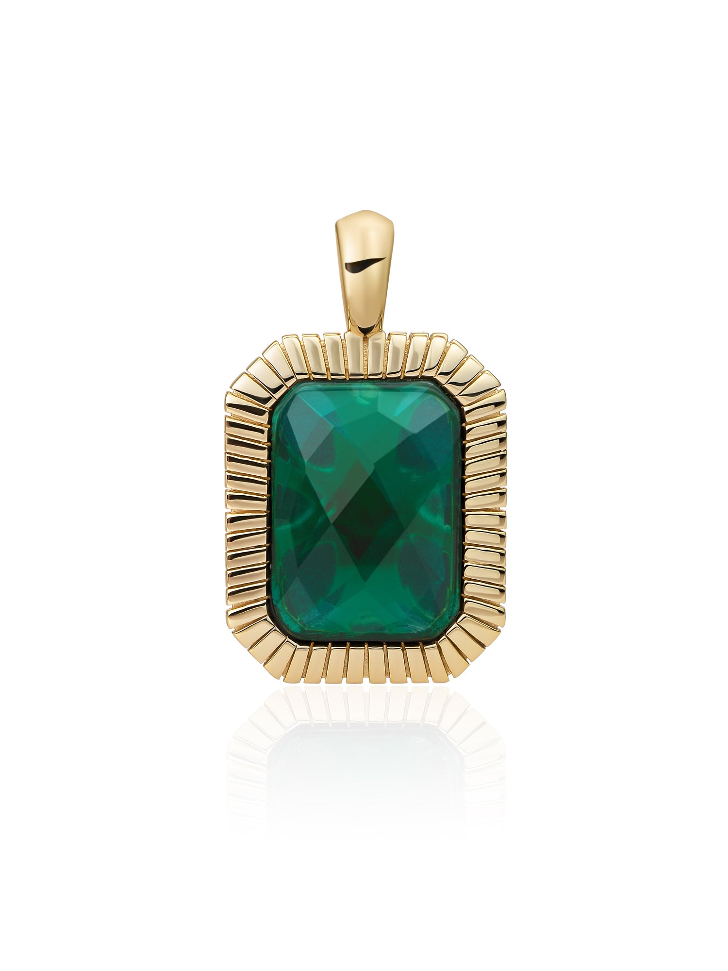Baguette Pendant Petrol Green Quartz - Gold Plated
