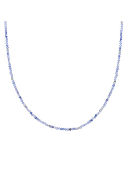 Kralen Ketting 2mm Blue Aventurine 42cm +2cm - Rhodium Plated