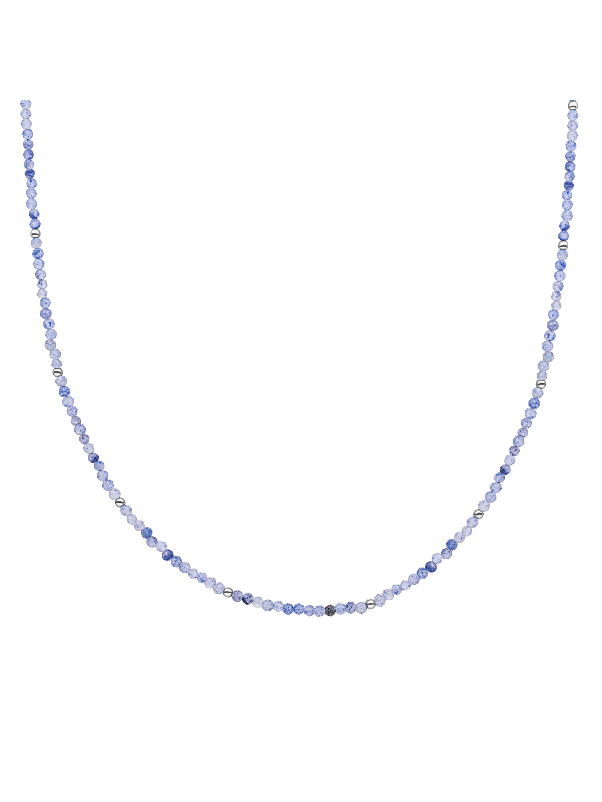 Kralen Ketting 2mm Blue Aventurine 42cm +2cm - Rhodium Plated