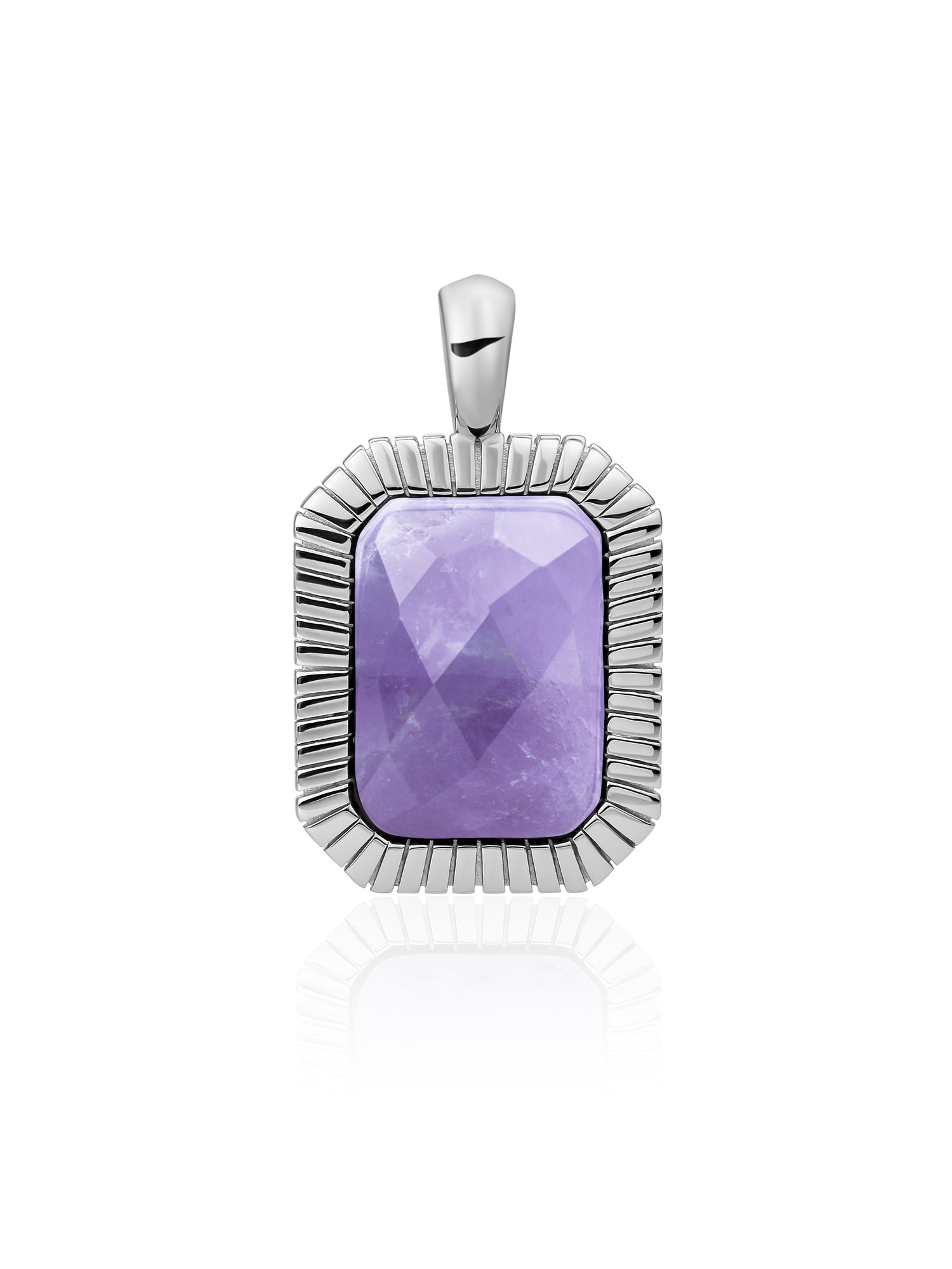Baguette Pendant Amethyst - Rhodium Plated