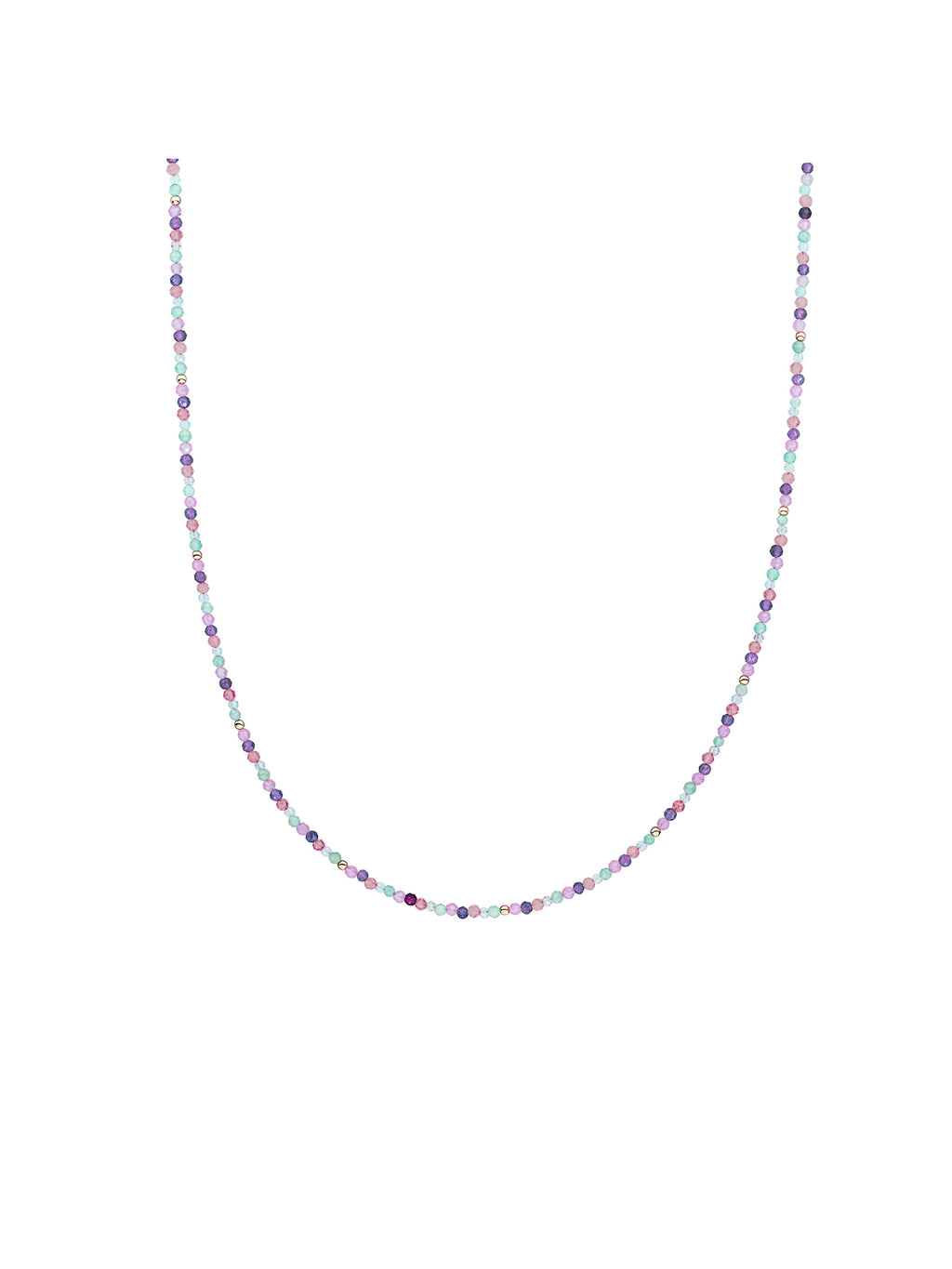 Kralen Ketting 2mm Multi Gem 42cm +2cm - Gold Plated