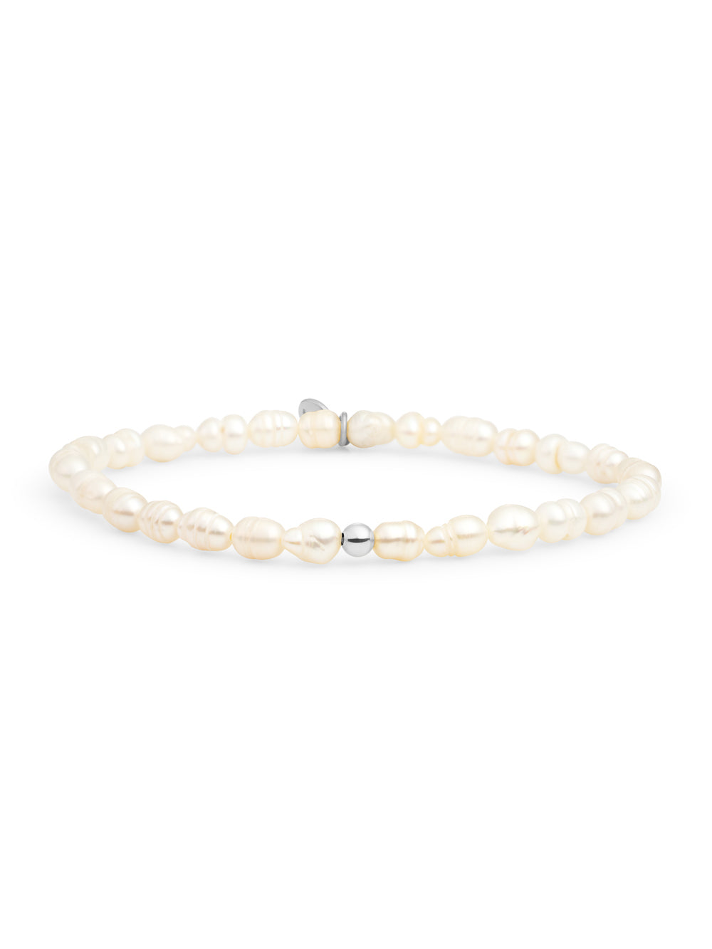 Saturn Armband Small Pearl - Rhodium Plated