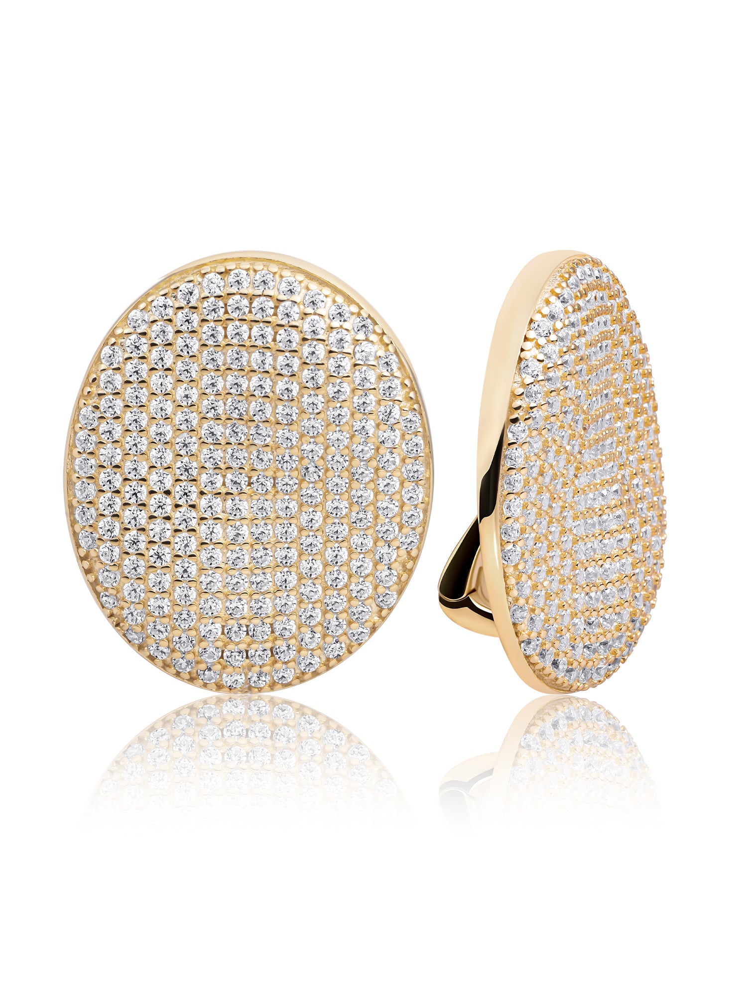 Fuse Push Back oorbellen Zirconia - Gold Plated