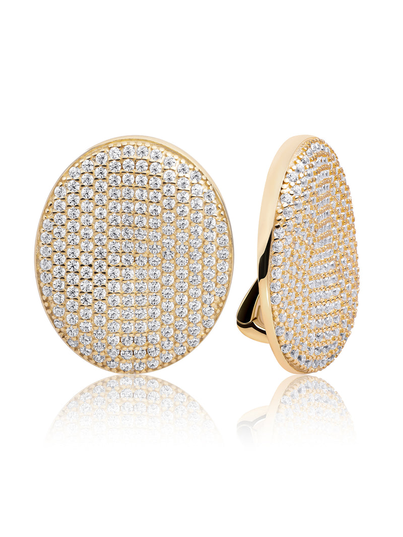 Fuse Push Back oorbellen Zirconia - Gold Plated