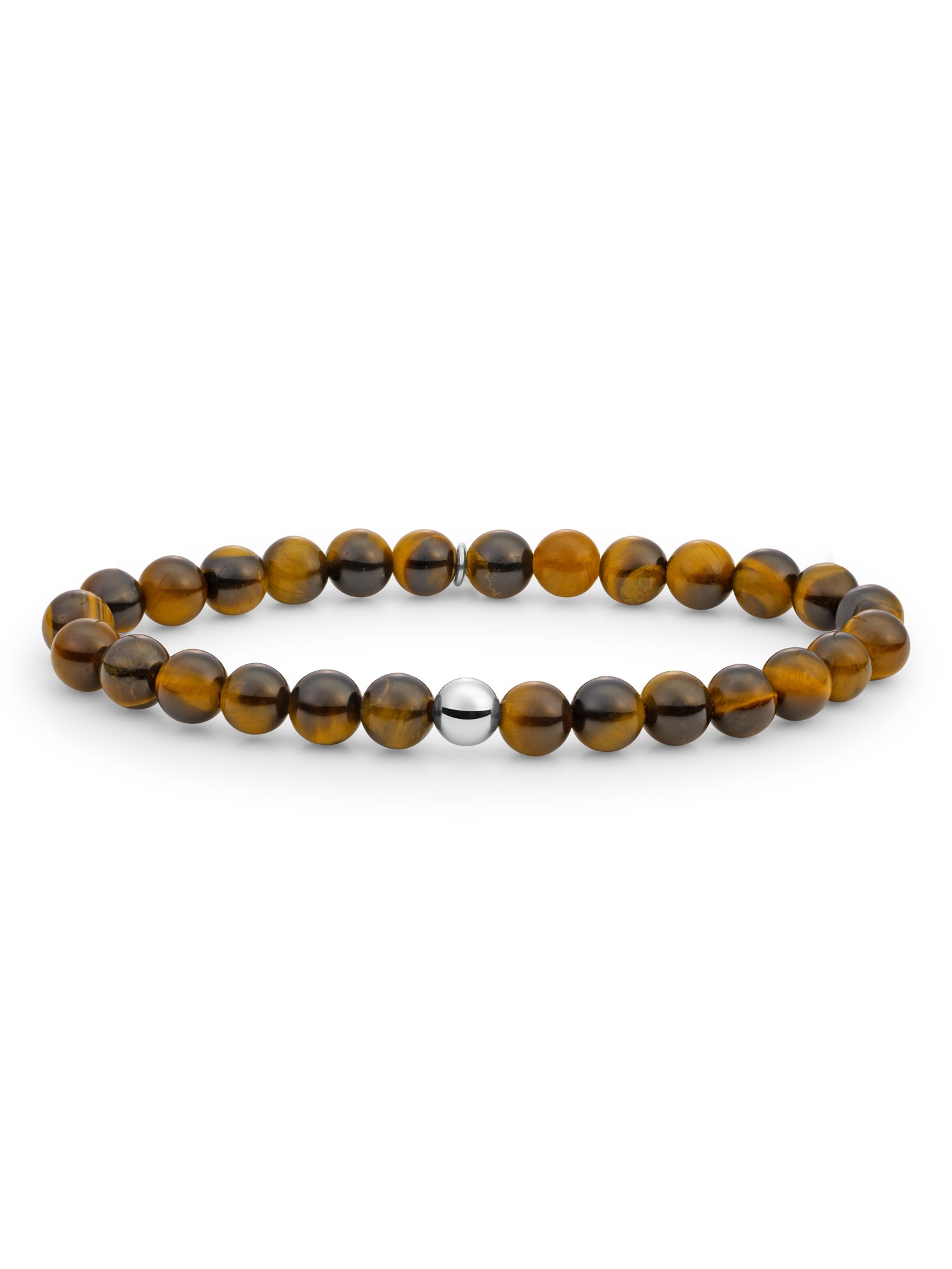 Saturn Armband Large Tiger Eye - Rhodium Plated