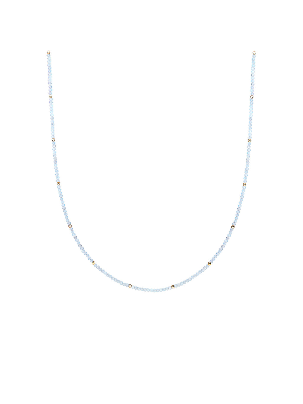 Kralen Ketting 2mm Opalite 42cm +2cm - Gold Plated