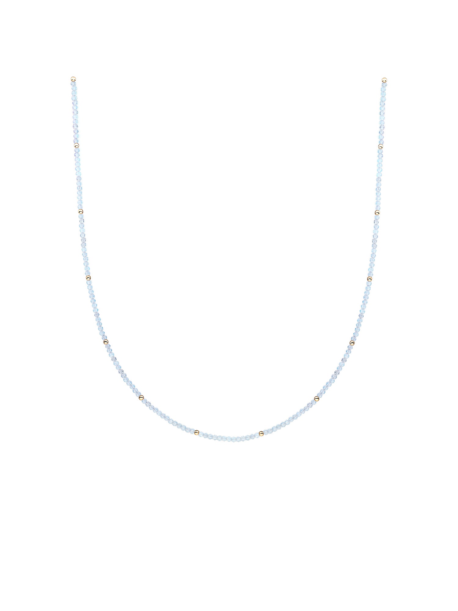Kralen Ketting 2mm Opalite 42cm +2cm - Gold Plated