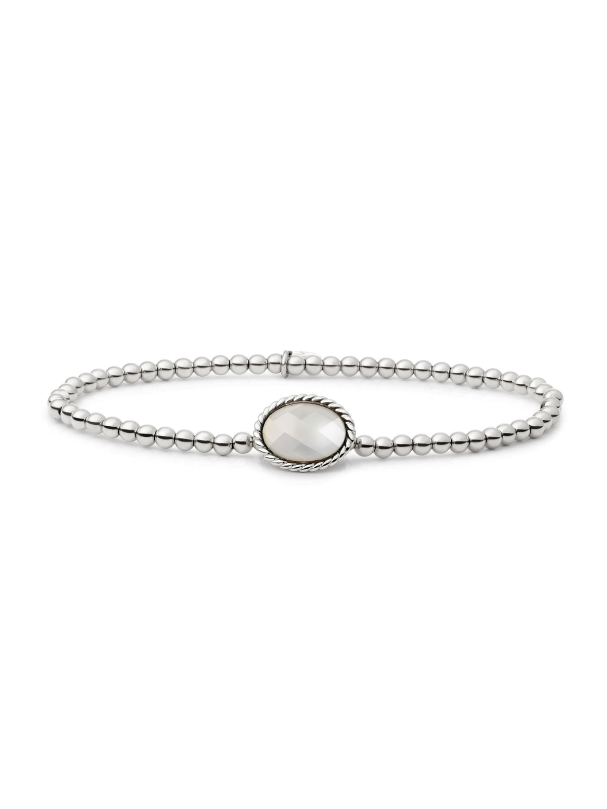 Twist Armband Pearl - Rhodium Plated