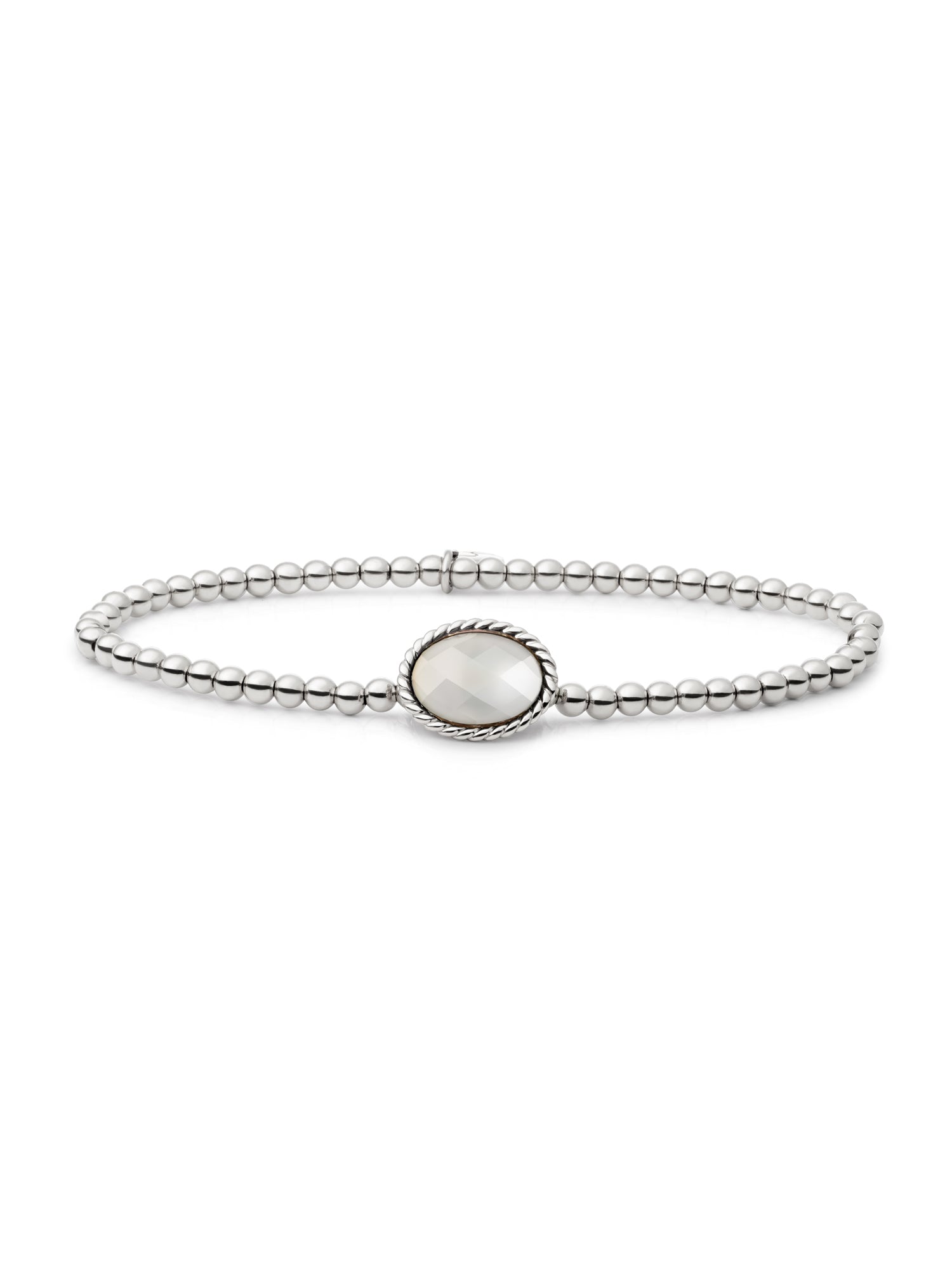Twist Armband Pearl - Rhodium Plated