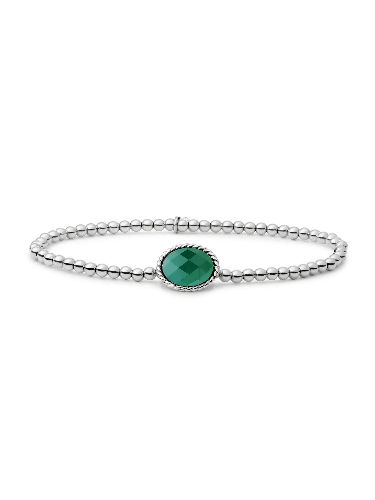 Twist Armband Green Onyx - Rhodium Plated
