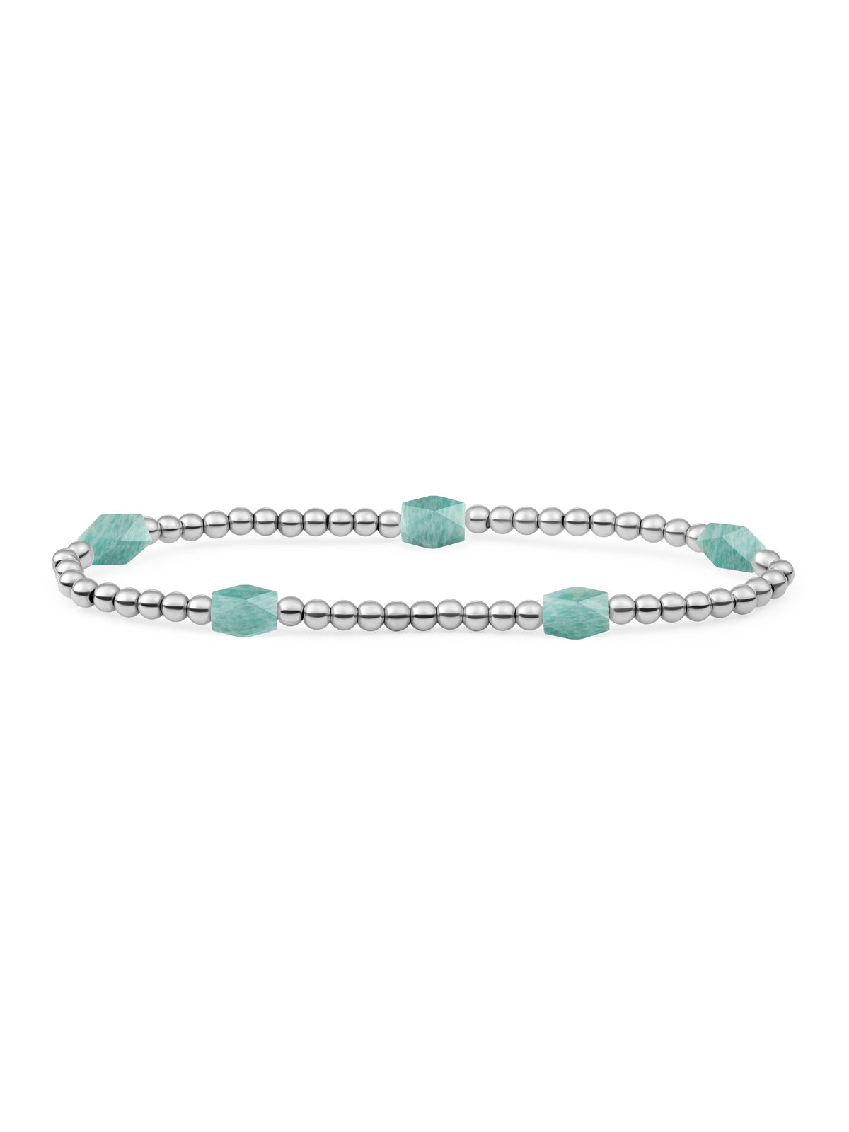 Reverse Edge Mix Armband Rich Green Amazonite - Rhodium Plated