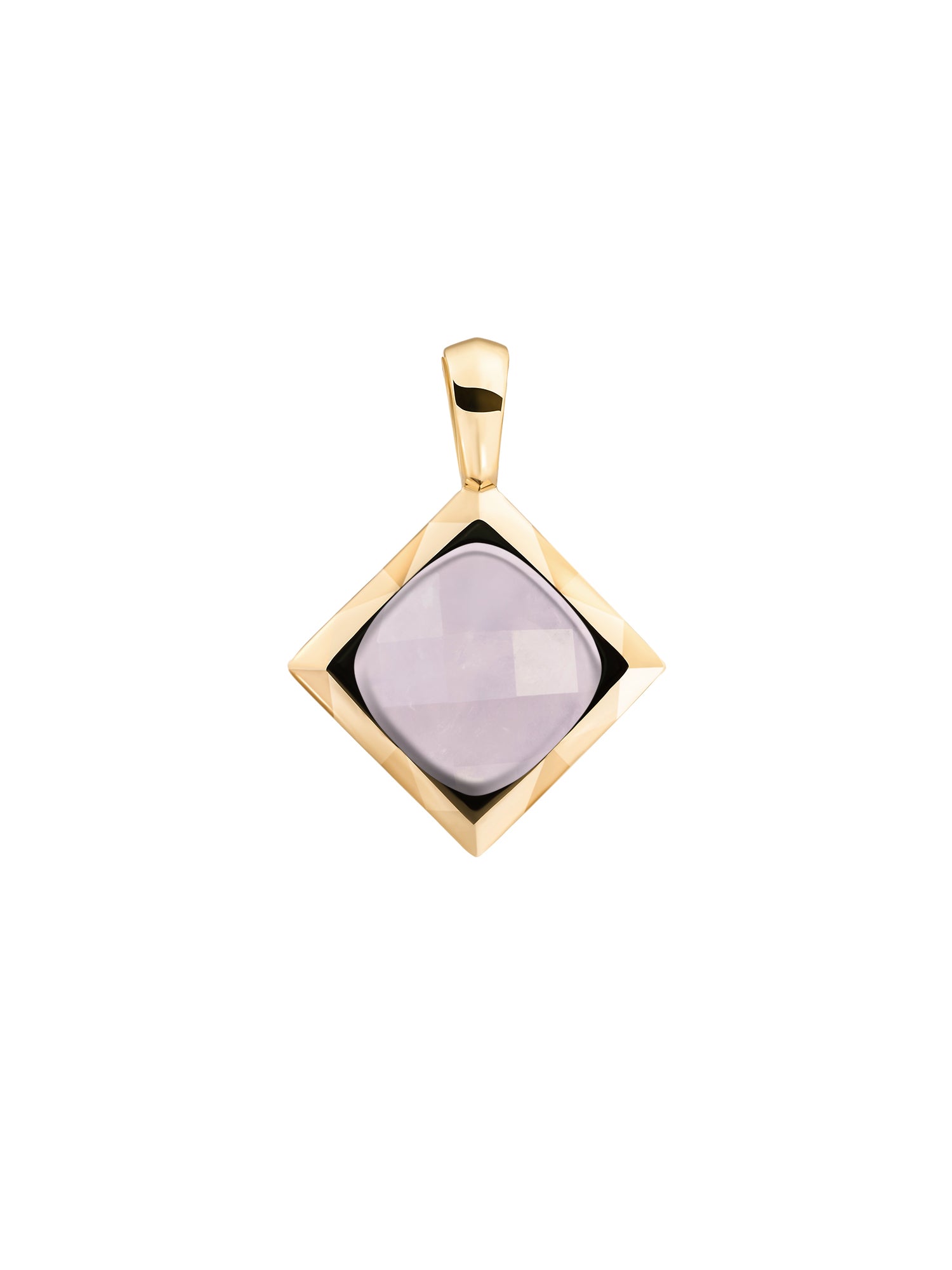 Cushion Cut Pendant Rose Quartz - Gold Plated