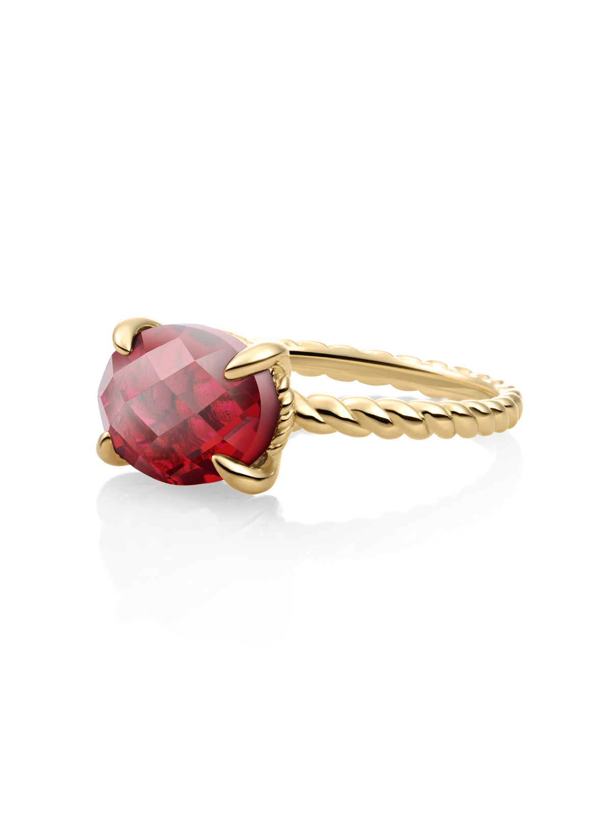 Twist Ring Ruby Quartz 9K Goud - 58