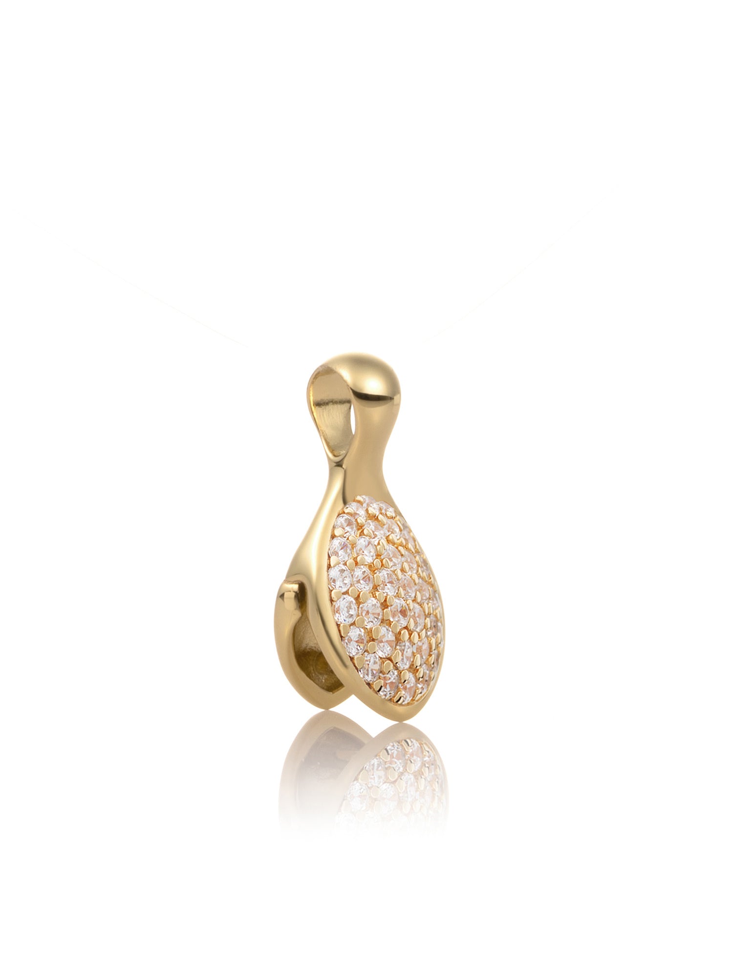 Pendant Clip Leaf Zirconia - Gold Plated