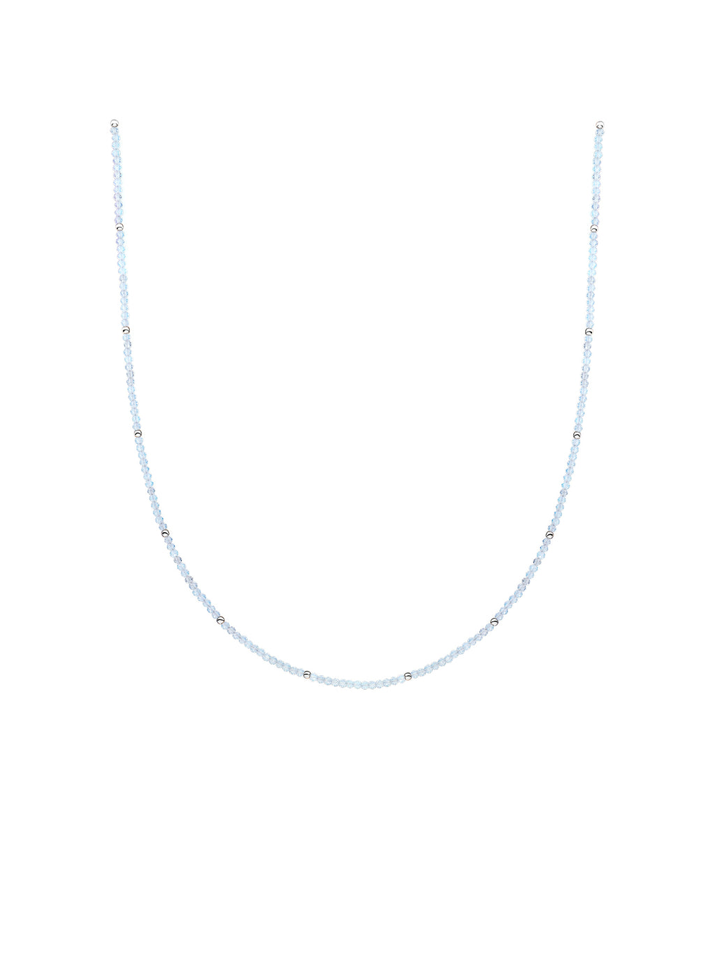 Kralen Ketting 2mm Opalite 42cm +2cm - Rhodium Plated