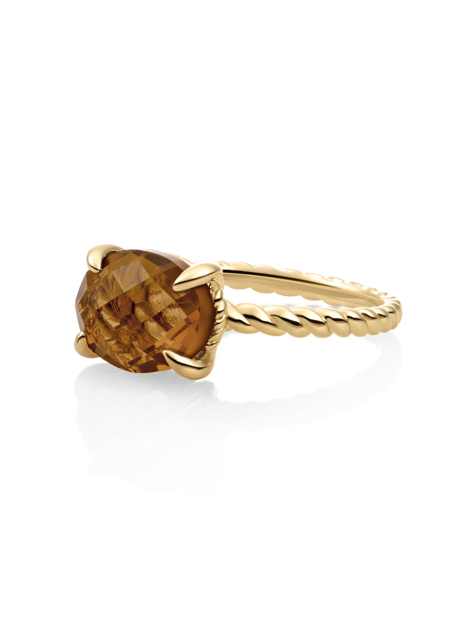 Twist Ring Smoky Quartz 9K Goud - 54