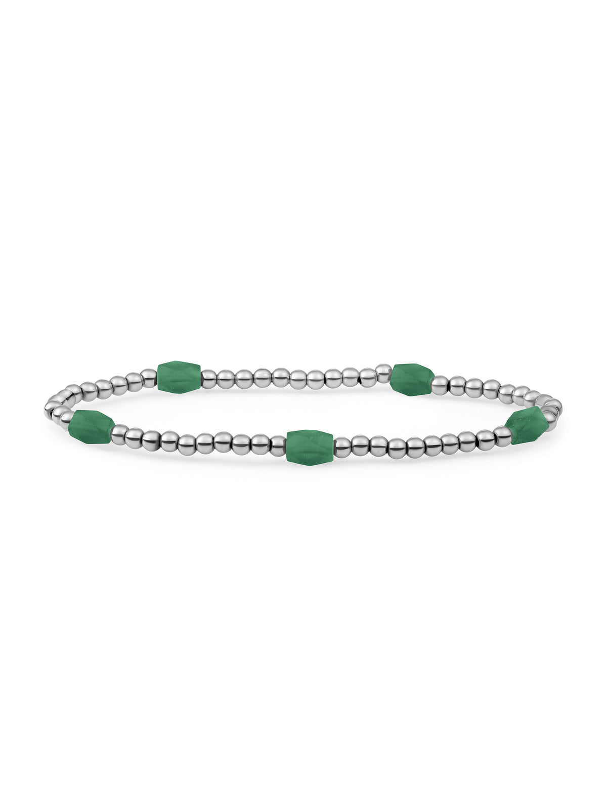 Reverse Edge Mix Armband Green Onyx - Rhodium Plated