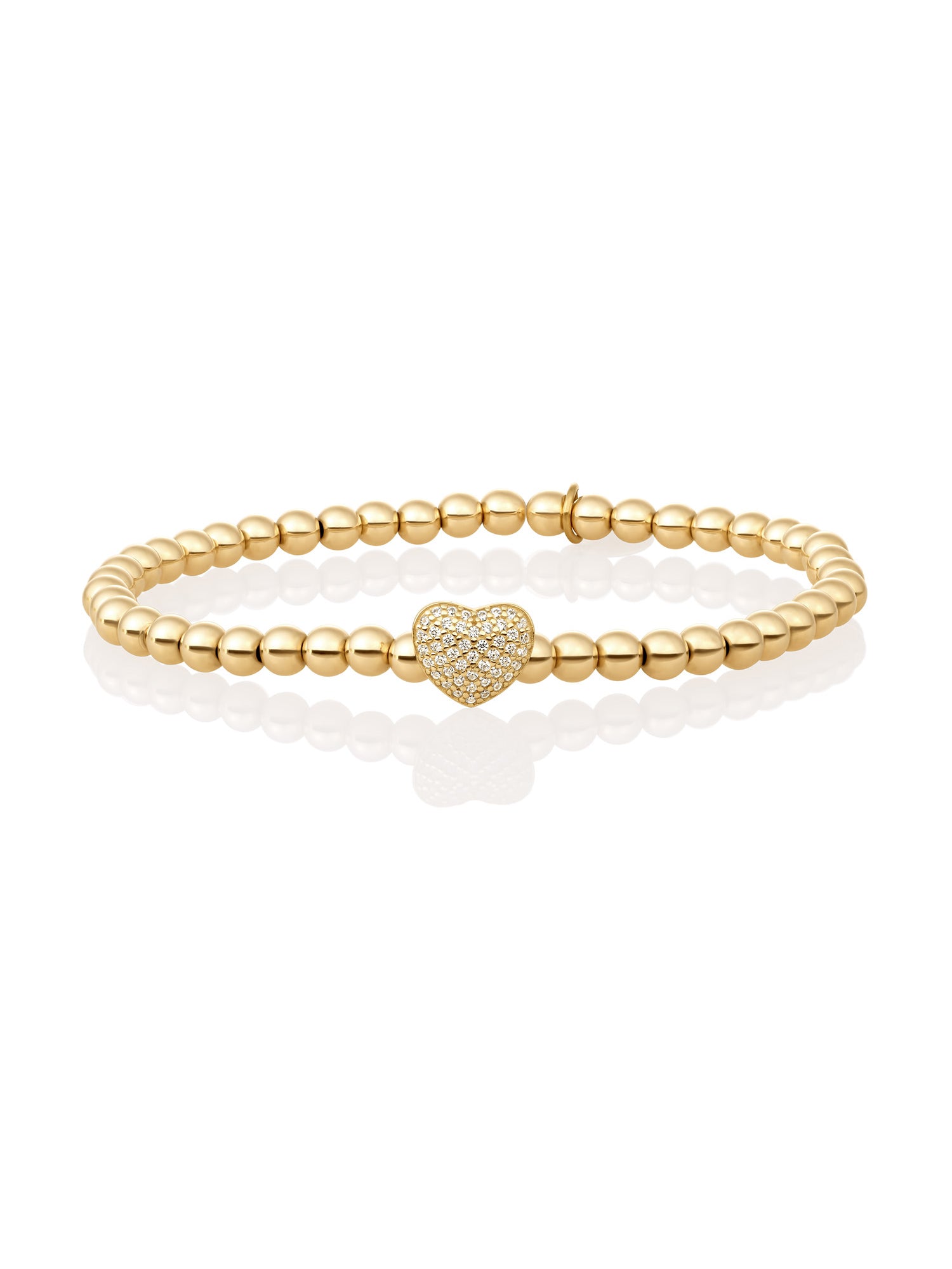 Heart Disc Armband Zirconia - Gold Plated