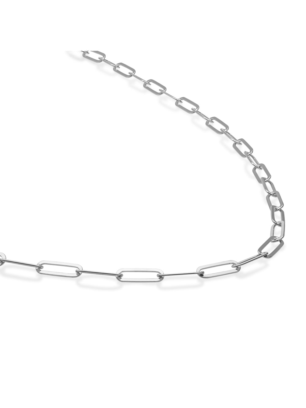 Long Link Ketting - Rhodium Plated / 60cm