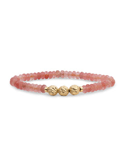 Fuse Beads Armband Cherry Quartz - Gold Plated